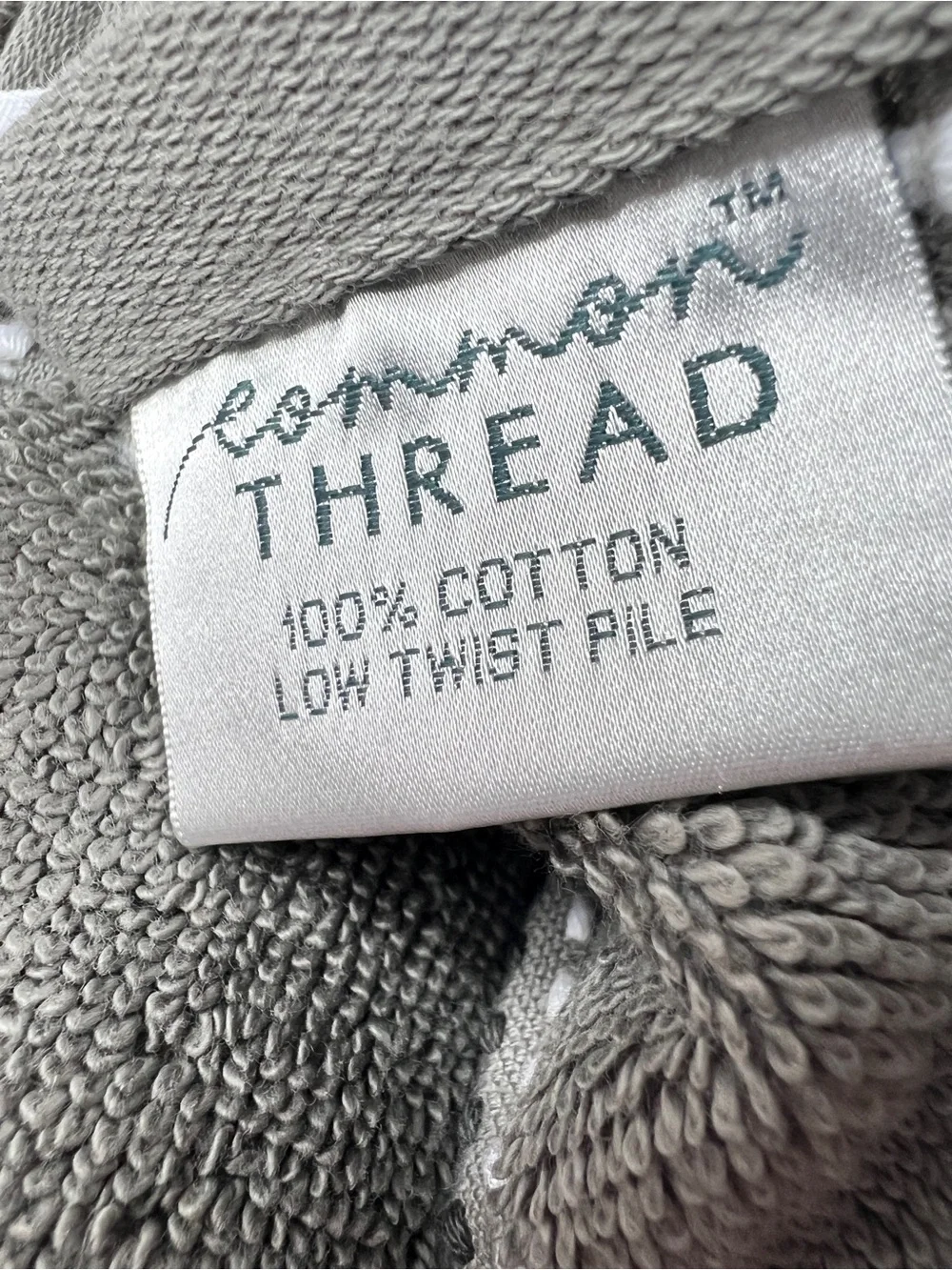 Common Thread Bath Towel Set Taupe White Quick Dry Low Twist Cotton 6 Pc NEW